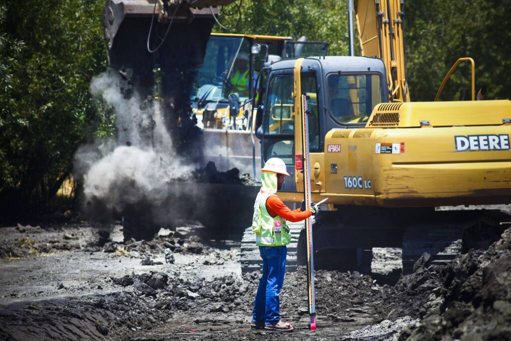 Petaluma, CA, USA. Monday, June 19, 2017._ A project to increase the capacity of Capri Creek and ease flooding issues there is underway. (CRISSY PASCUAL/ARGUS-COURIER STAFF)