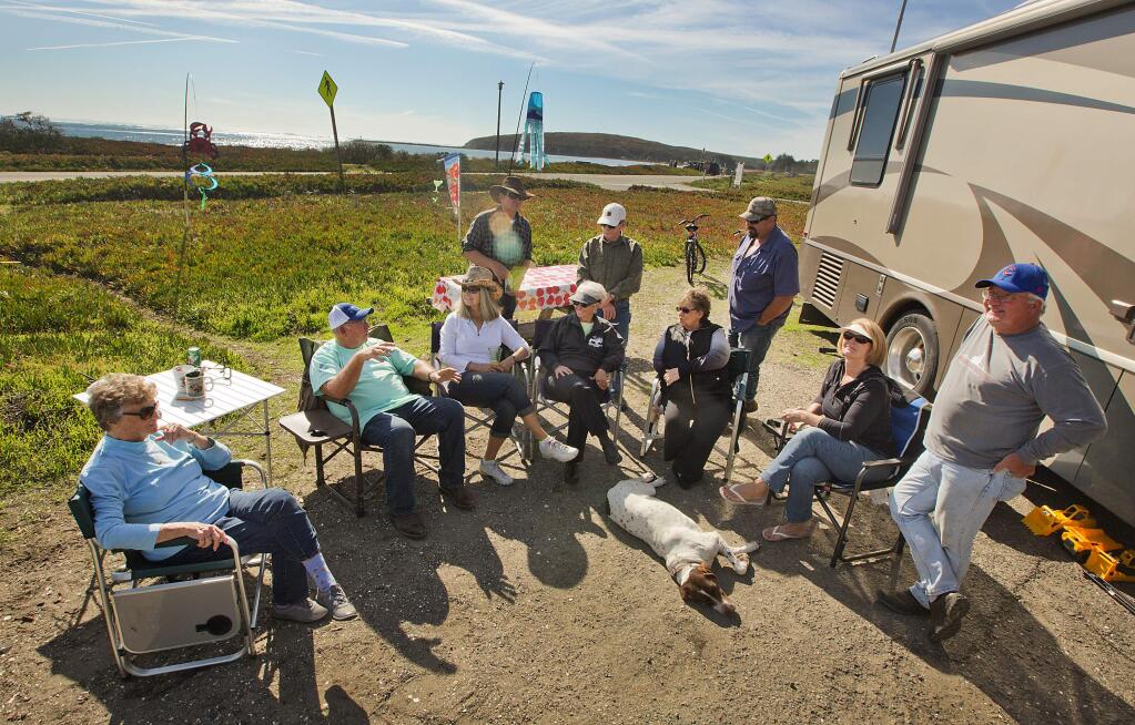A group of Analy High School graduates from the late 1960's have been gathering at the Doran Beach campground for the start of the crab season for the past 20 years. (John Burgess/The Press Democrat)