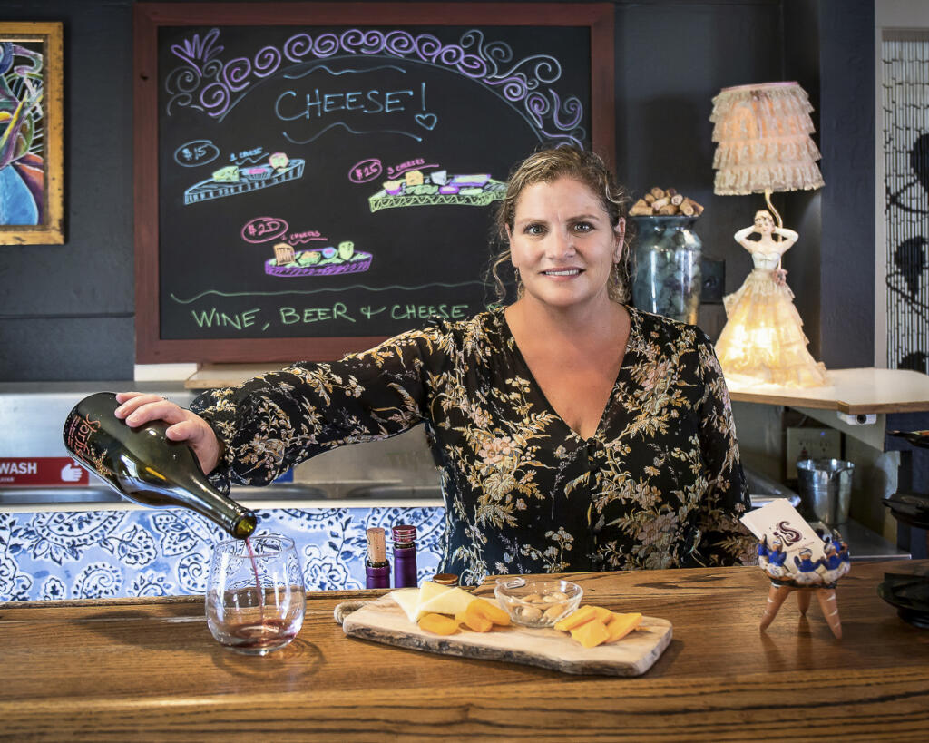 Alice Hunter, the new owner of Sophie’s Cellars in Duncans Mills, hand-selected 23 cases of wine for the Bohemian Grove in July. (Roger Bolt for Sophie’s Cellars)