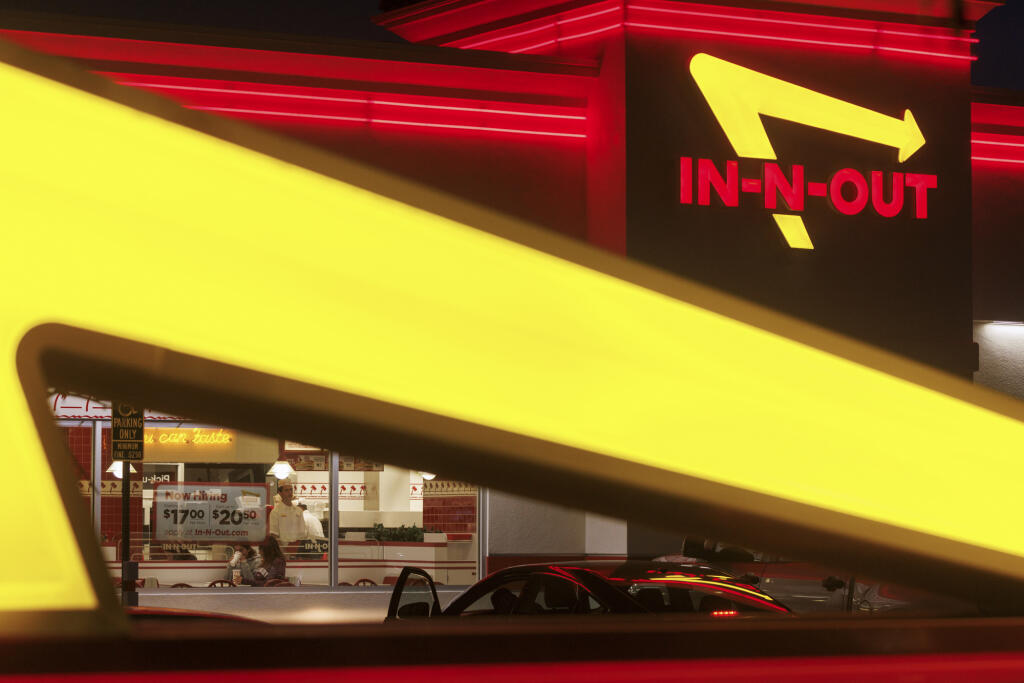An In-n-Out fast food restaurant in Encinitas on May 9, 2022. Photo by Mike Blake, Reuters