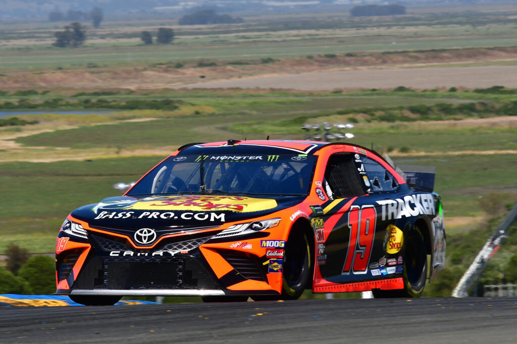 Martin Truex Jr. en route to his win in the 2019 Toyota Save Mart 350, the last NASCAR race held at Sonoma Raceway until the one scheduled for June 6, 2021. (N. Jacobson/Sonoma Raceway)