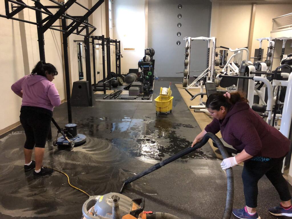 Napa Healthquest undergoes a major thorough cleaning of its gym. (Photo courtesy of Napa Healthquest fitness center)