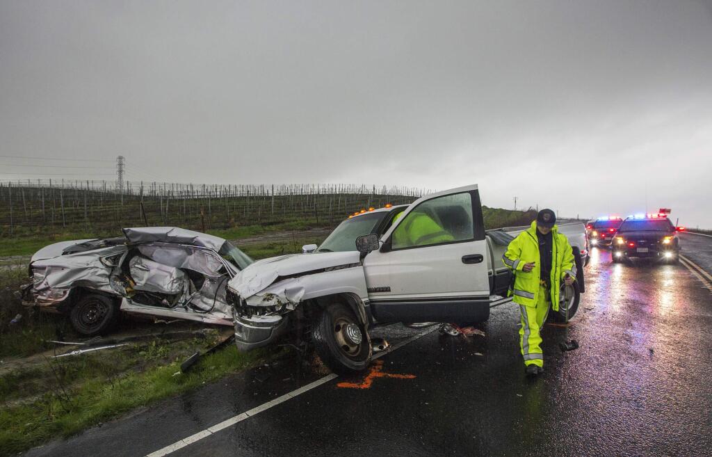 Rainy weather was responsible for multiple injuries and one fatality at a collision on Fremont Drive on Wednesday, Jan 16. (Photo by Robbi Pengelly/Index-Tribune)