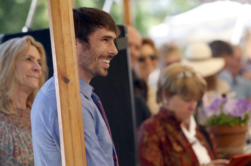 Rock climber Kevin Jorgeson attends an Earth Day event at Iron Horse Vineyards in Sebastopol, on Sunday, April 19, 2015. (BETH SCHLANKER/ The Press Democrat)