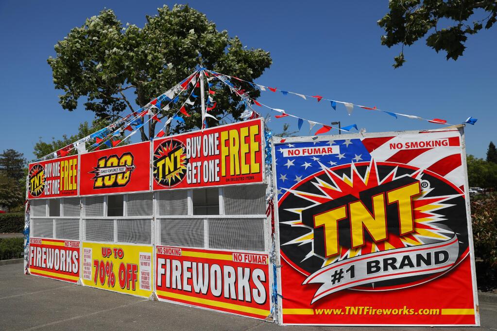 A fireworks stand has been erected in the Target parking lot along Rohnert Park Expressway, in Rohnert Park on Thursday, June 25, 2020.  (Christopher Chung / The Press Democrat)