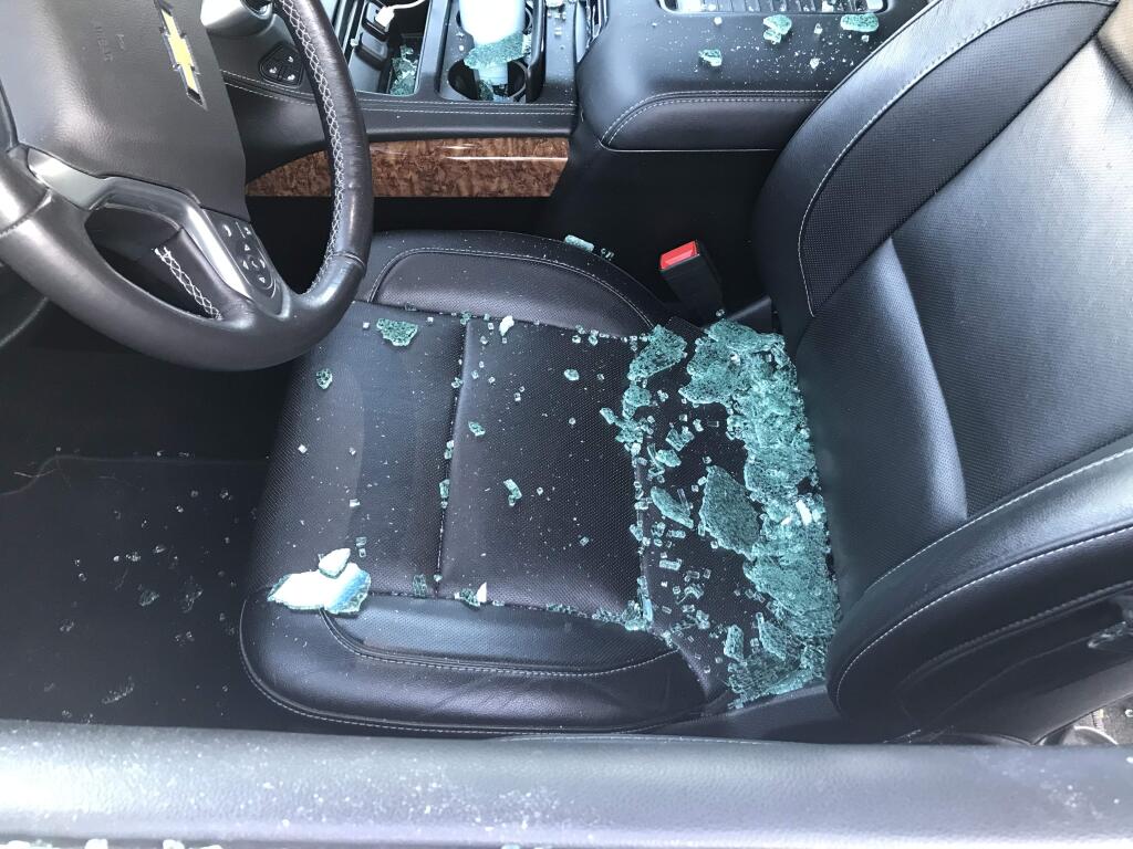The aftermath of an October car burglary in Petaluma. (Petaluma Police Department)