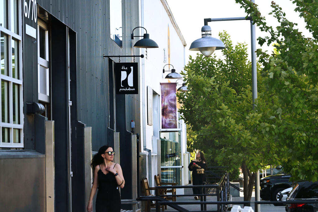 A new location for sipping wines at The Punchdown Natural Wine Bar + Bottle Shop, Friday, May 12, 2023, in the Barlow in Sebastopol. (Erik Castro / For The Press Democrat)