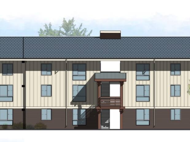 This rendering shows a planned 54-unit housing development for Kashia tribal members at 10221 Old Redwood Highway.