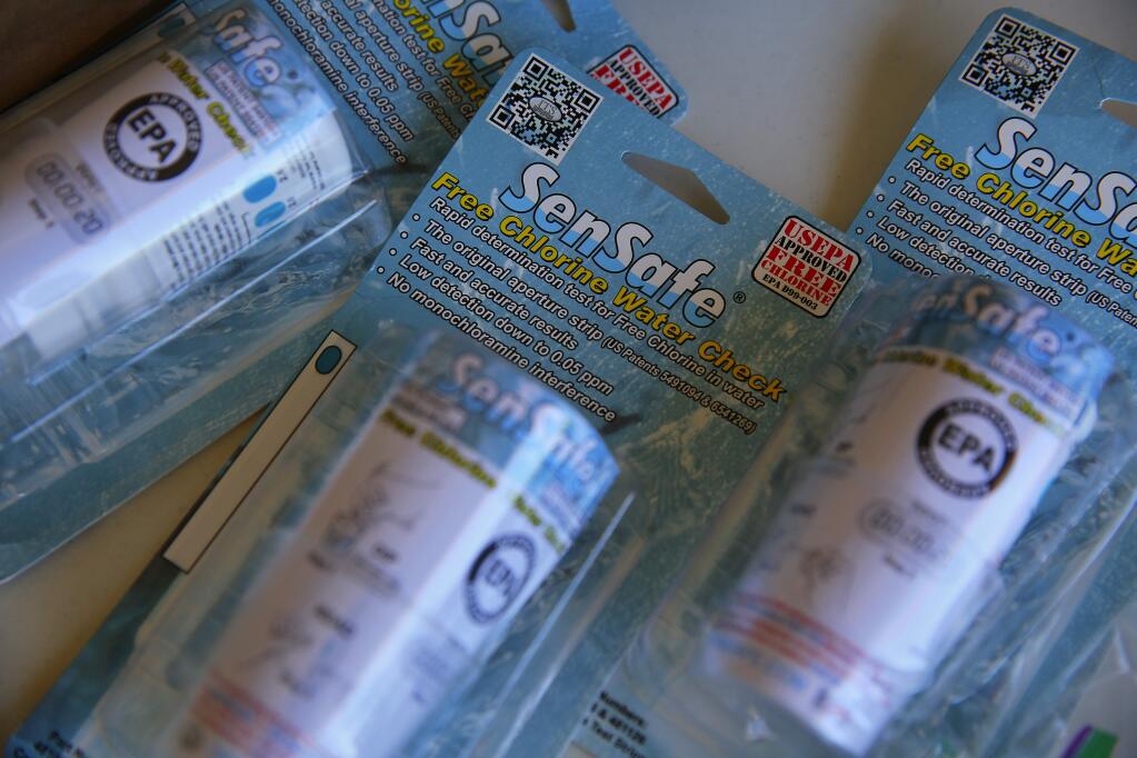 Chlorine test strips for villagers in San Jose, Peru, to test their water.(Christopher Chung/ The Press Democrat)