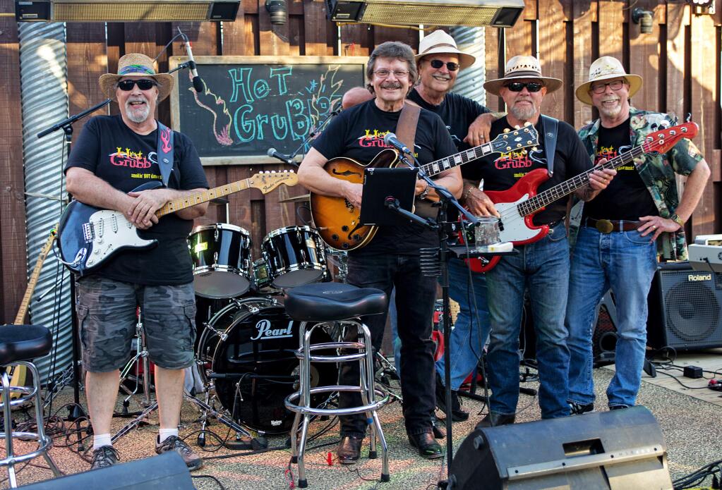 Band members of Hot Grubb are, from left to right, Tucker McMullen, Gary Grubb, Dan Ransford, Fairel Corbin and Kirby Pierce. (Photo by Jason Baldwin)