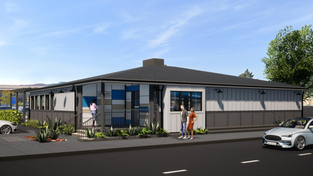 Final architect's rendering of the proposed exterior for the Sparc dispensary at 19315 Sonoma Highway, Sonoma. It is due to open in late 2021 or early 2022. (Schwartz Architecture)