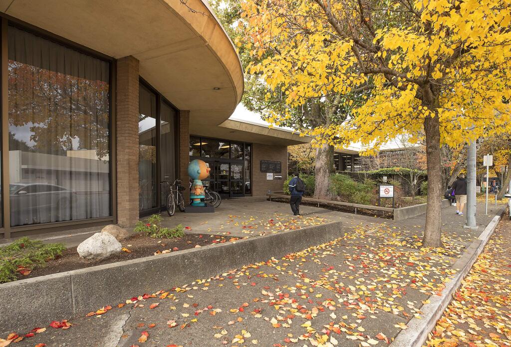 Sonoma County Public Library's central Santa Rosa branch at Third and E streets. (photo by John Burgess / The Press Democrat, 2019))