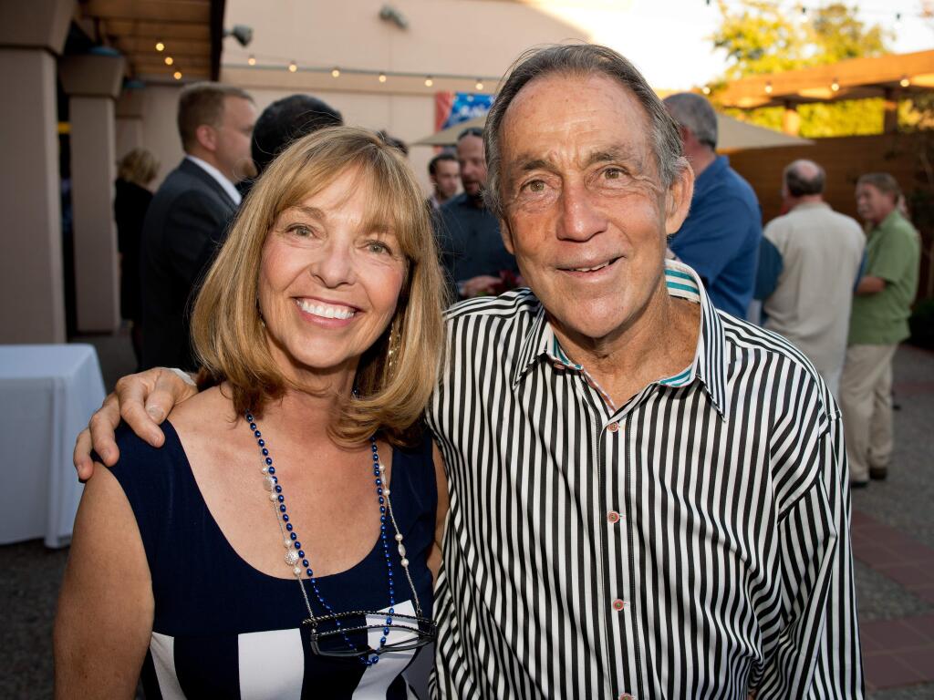 Diane Keegan and John Bribiescas, the first vice president and first president, respectively, of Schools Plus attend Schools Plus' fourth annual fundraiser 'A Night Under the Lights' at the Friedman Center in Santa Rosa on October 19, 2013. (Alvin Jornada / The Press Democrat)