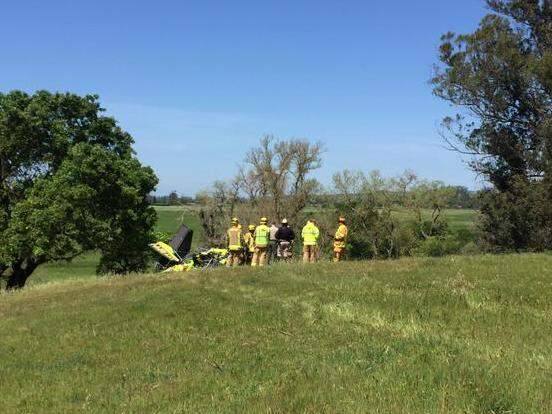 The wreckage of a plane which crashed west of Dakota Junction can be seen through afternoon heat waves. Chadron Volunteer Fire Department, Dawes County Sheriff, Nebraska State Patrol and Chadron Police Department were among those who responded to the accident Wednesday afternoon.