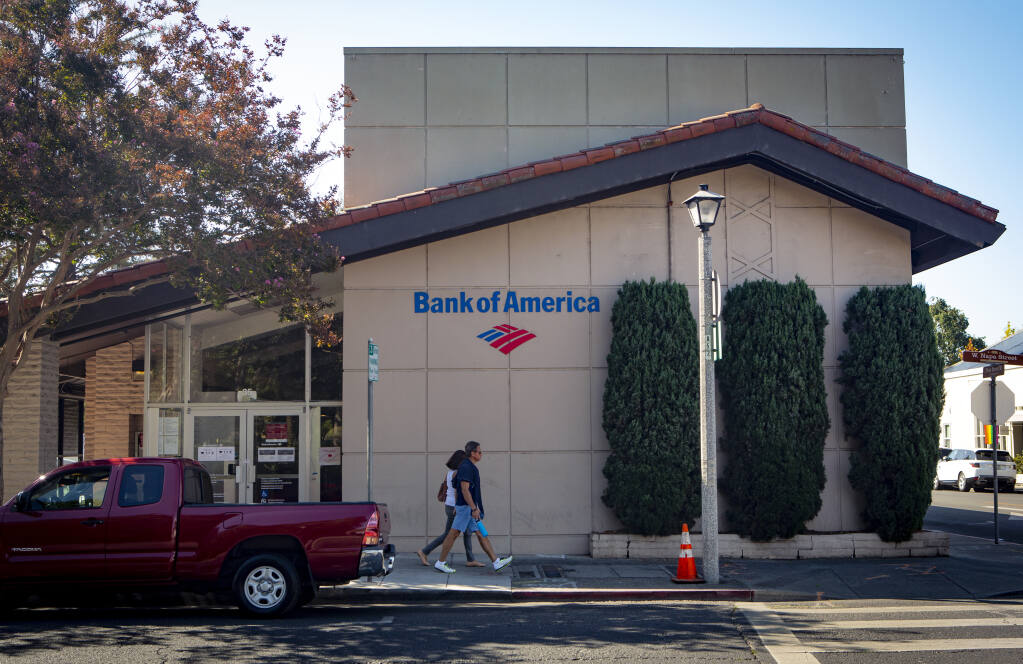 The Bank of America on Napa Street and First Street West in Sonoma. (Photo by Robbi Pengelly/Index-Tribune)