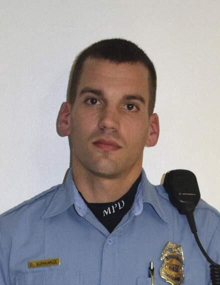 This undated photo provided by the Minneapolis Police Department shows Dustin Schwarze. Officers Schwarze and Mark Ringgenberg, two white police officers, were involved in the fatal shooting of a black man last fall. The officers followed proper procedure in a confrontation that led to the fatal shooting of Jamar Clark in November, and won't face discipline, the city's police chief announced Friday, Oct. 21, 2016. (Minneapolis Police Department via AP)