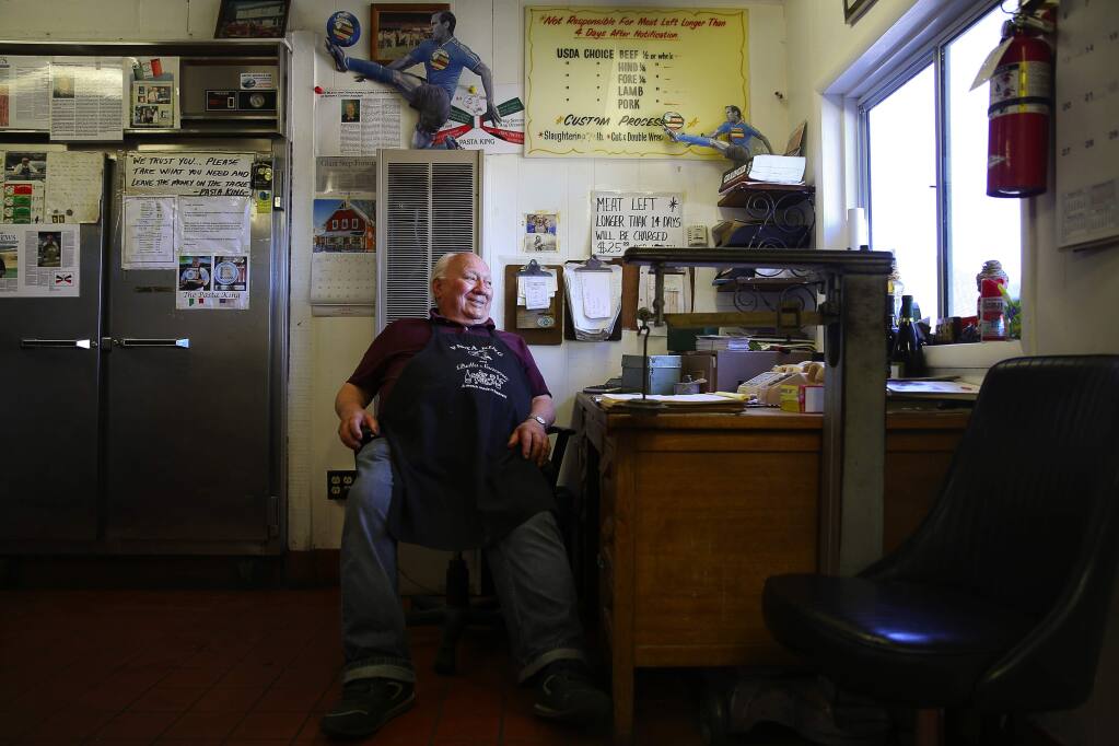 Art Ibleto at his Pasta King compound in Cotati not long before his 90th birthday in 2016. (Christopher Chung / The Press Democrat)