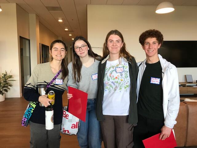 Petaluma High School team of Eva Tate, Darah Alpert, Georgiana Morris and Max Bloom will compete on April 27 in Washington, D.C., in the national finals of the Academic WorldQuest competition. (Michele Chaboudy photo)