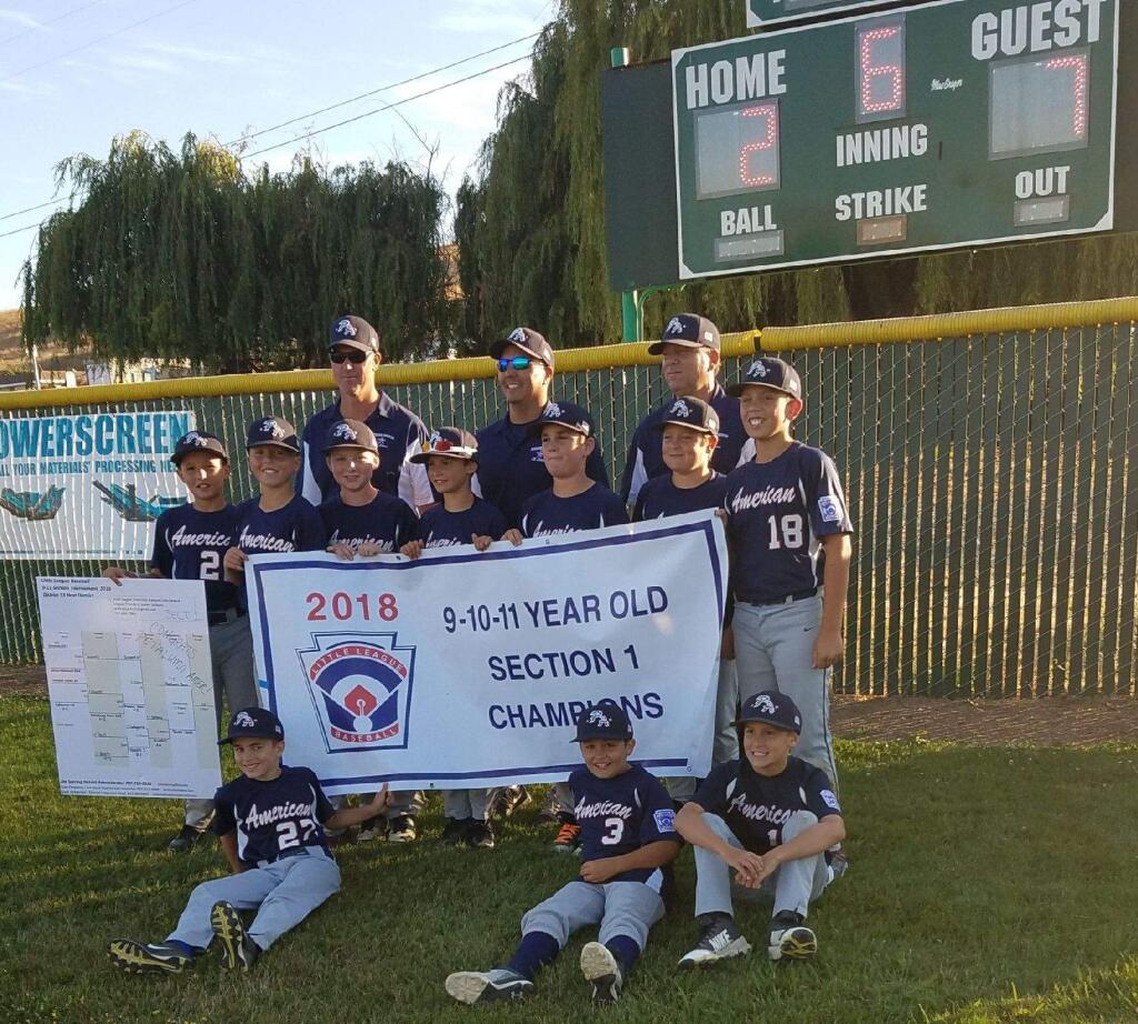 JOHN JACKSON/ARGUS-COURIER STAFFThe scoreboard tells the story of the Petaluma 9-11-year-old All-Stars win over Novato in the Section 1 Tournament championship game. The Petalumans now move on to play in the Northern California championship tournament in West Sacramento.