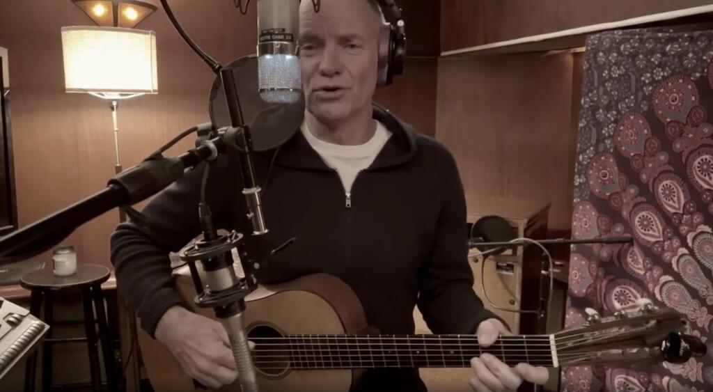 In this screenshot of a video posted to Instagram on Sunday, March 6, 2022, Sting sings his 1985 song “Russians,” which he says is relevant again amid the war in Ukraine. (theofficialsting / Instagram)