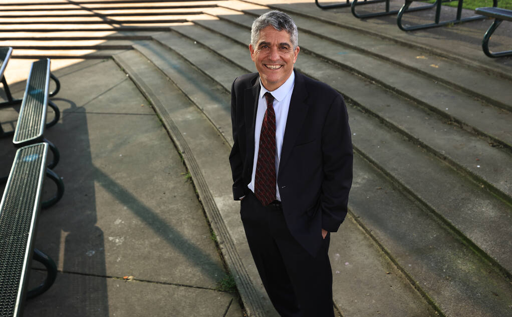Ron Meza Calloway, superintendent of the Mark West Union School District, is running for Sonoma County Superintendent of Schools, Friday, Jan. 28, 2022. (Kent Porter / The Press Democrat)