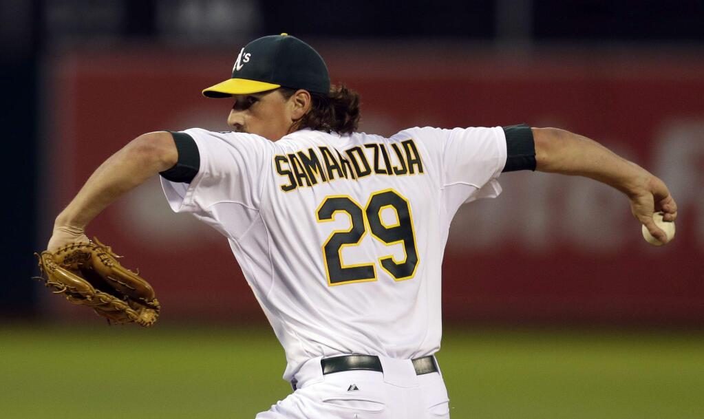 Oakland acquired right-hander Jeff Samardzija in a July 4 trade with the Chicago Cubs. (Ben Margot / Associated Press)