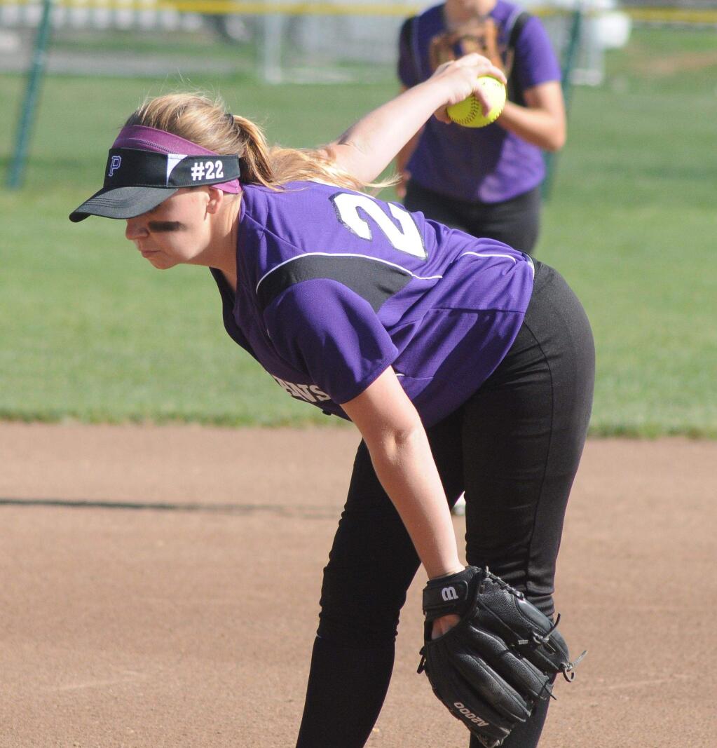 SUMNER FOWLER/FOR THE ARGUS-COURIEREmily O'Keefe returns as one of three pitchers being counted on to pitch the Petaluma T-Girls to another SonomaCounty League championship.