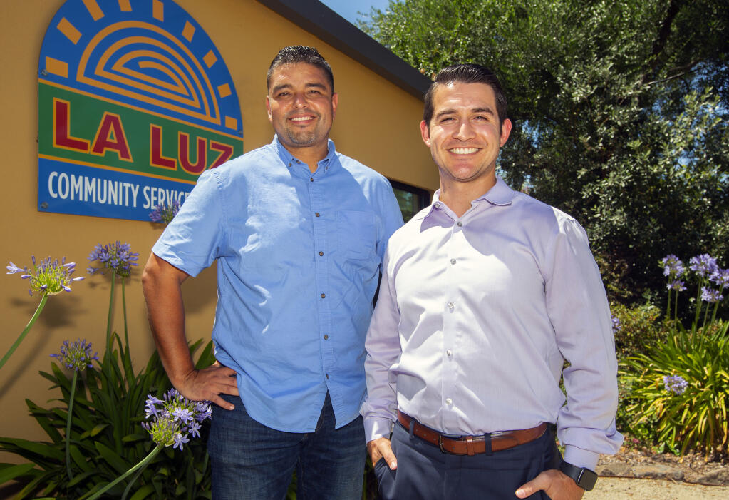 New board members for the La Luz Center, a community service organization in Boyes Hot Springs, are, from left, Jose Alvarez, vice president, and Nick Mendelson, president. (Photo by Robbi Pengelly/IndexTribune)