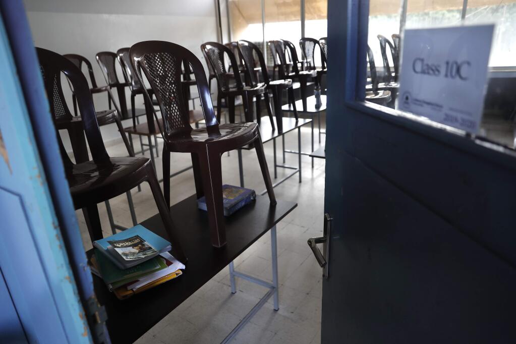 Classrooms in Sonoma County will be empty for at least the first weeks of the 2020-2021 school year. (AP Photo/Hussein Malla)