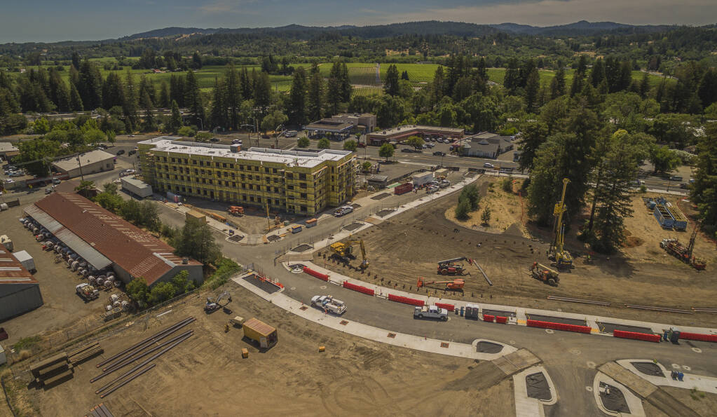 Construction continues at The Mill District development in downtown Healdsburg Thursday, June 16, 2022.  (Chad Surmick / The Press Democrat)