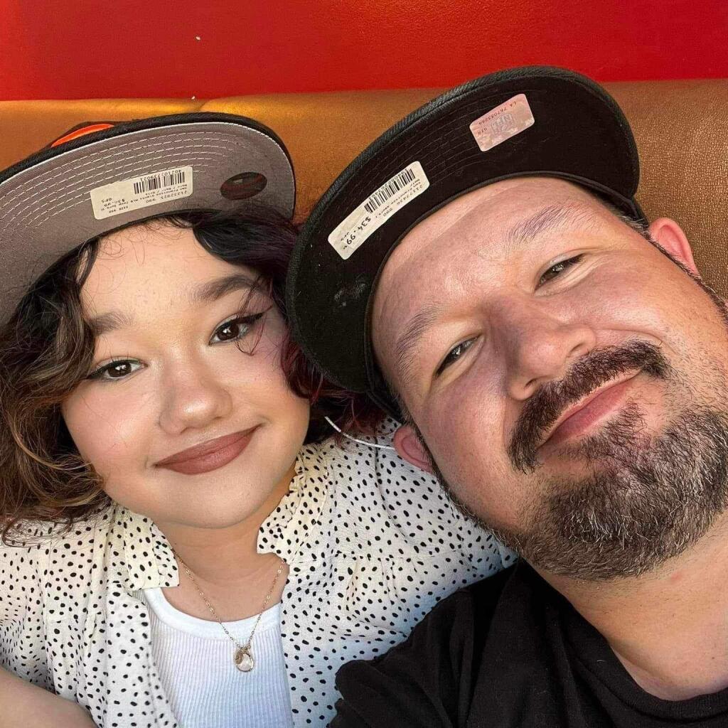 Jeffrey Farinha, left, and his daughter, Adelina, smile for the camera. Santa Rosa police say Farinha, 40, of Rohnert Park, was fatally shot Sunday, July 23. He was found lying at the end of a Jack in the Box drive-thru on Santa Rosa Avenue in Santa Rosa. (Courtesy of Jessica Farinha)