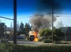A worker at a west Santa Rosa gas station suffered serious burns when an RV caught fire while getting its propane tank filled on Sunday, Aug. 7, 2016. (WWW.YOUTUBE.COM)