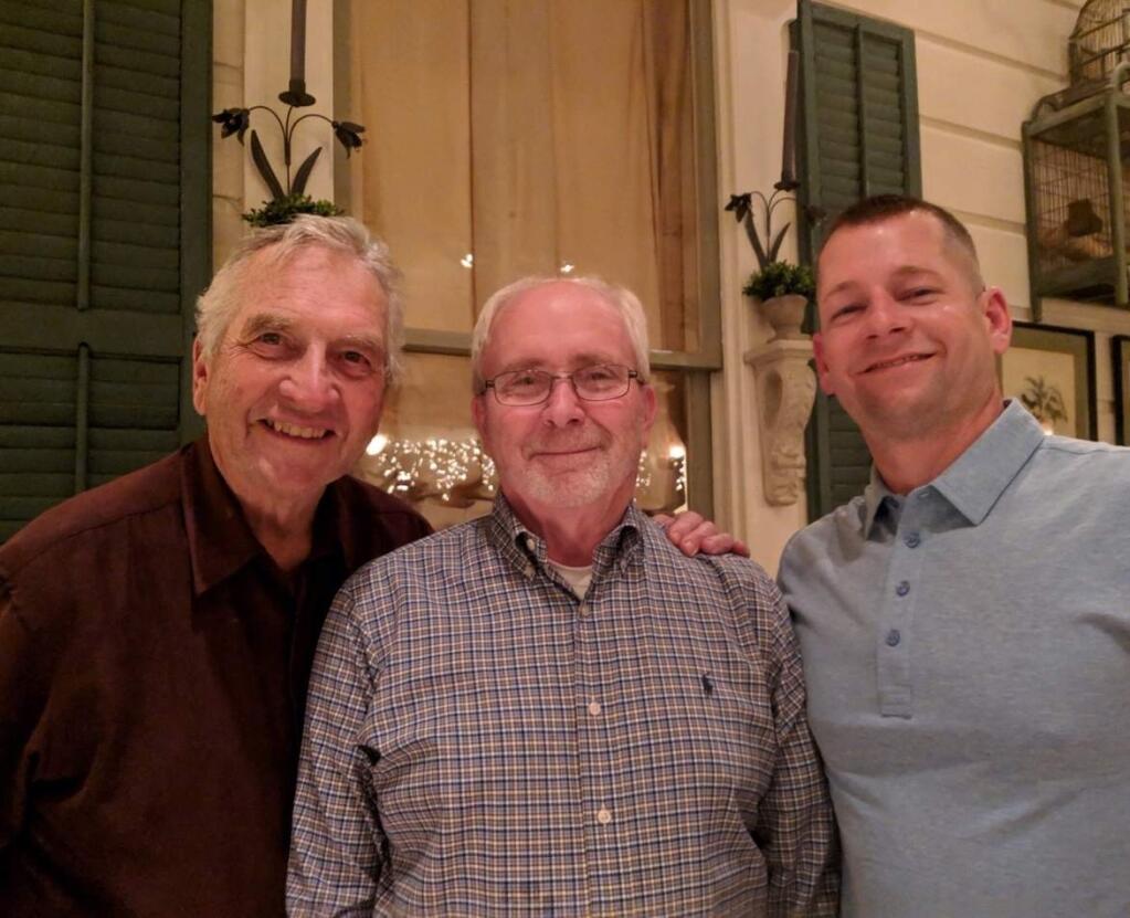 Walt Risse (left) with fellow Marine Corps veteran and two-time Purple Heart recipient Tom Slattery (center) and son, Chris Risse. (WALT RISSE)