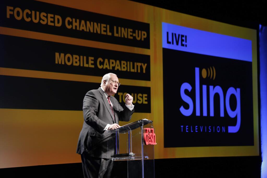 Joe Clayton, president and CEO of Dish Network, introduces the Sling TV, a live television streaming service, at a news conference at the International CES, Monday, Jan. 5, 2015, in Las Vegas. (AP Photo/Jae C. Hong)