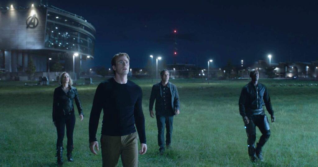 Scarlett Johansson, Chris Evans, Mark Ruffalo and Don Cheadle in “Avengers: Endgame.” (WALT DISNEY STUDIOS/MARVEL STUDIOS/FILM FRAME)