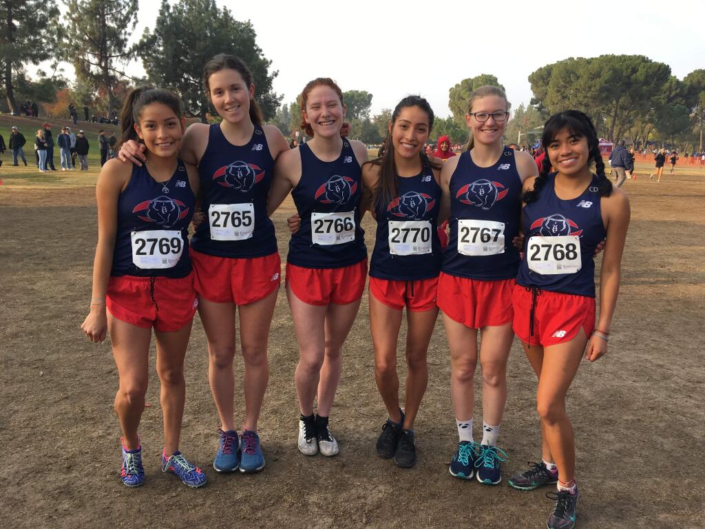 The SRJC women's cross country team after their 13th-place finish at the state championships on Saturday, Nov. 17.