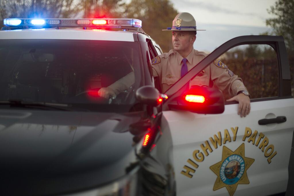 California Highway Patrol officer Sgt. Jason Bahlman at the CHP station in Rohnert Park, California. November 18, 2016. (Photo: Erik Castro/for The Press Democrat)