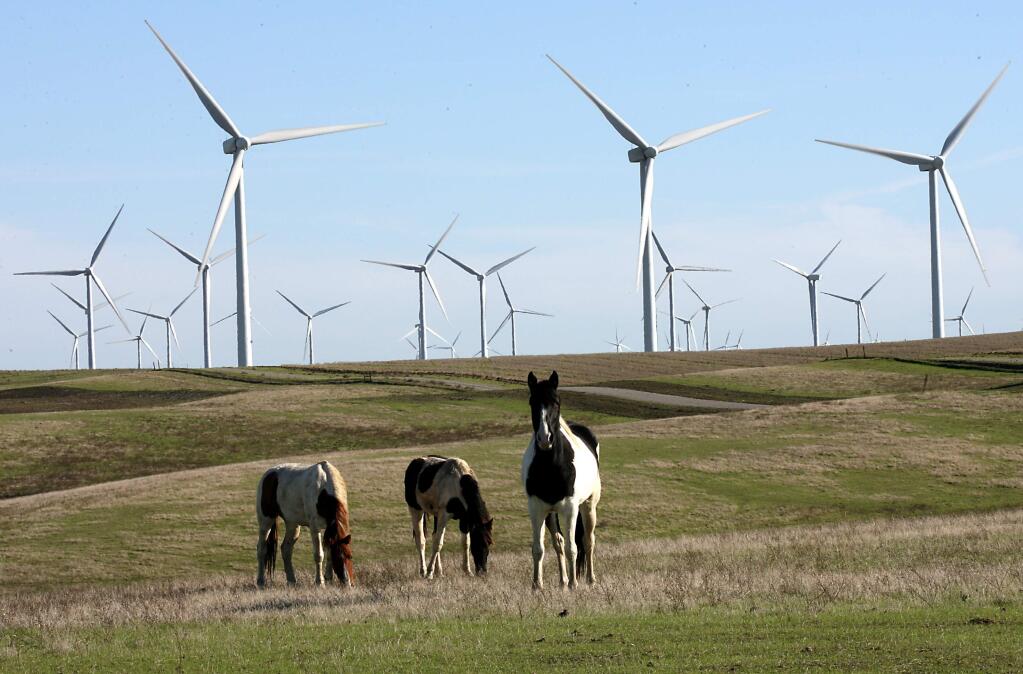 Wind generators near Rio Vista in eastern Solano County (The Press Democrat)