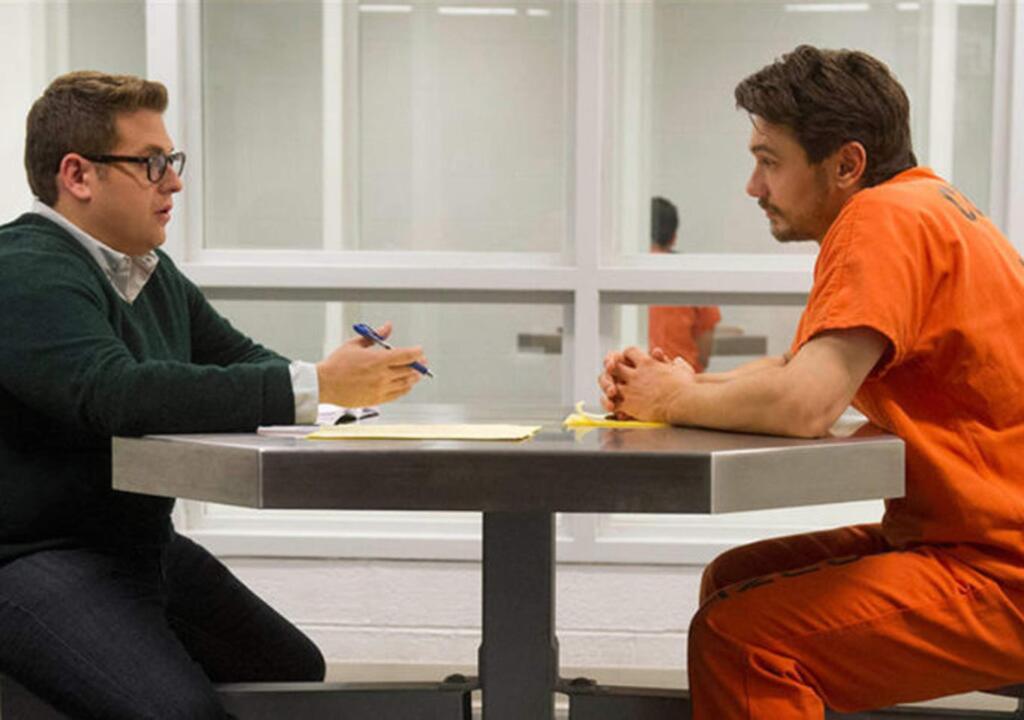 Jonah Hill, left, stars as disgraced reporter Michael Finkel, who finds out his identity was stolen by Christian Longo (James Franco, right), who was arrested for murdering his wife and three children in 'True Story.' (FOX SEARCHLIGHT PICTURES)
