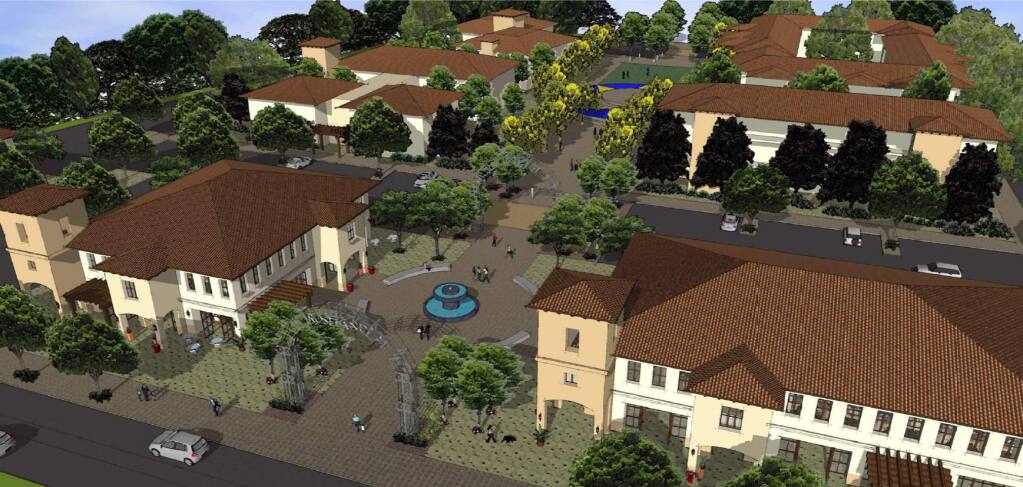 Artist's rendering of Burbank Housing's proposal for the Roseland Village mixed-use project in Santa Rosa.