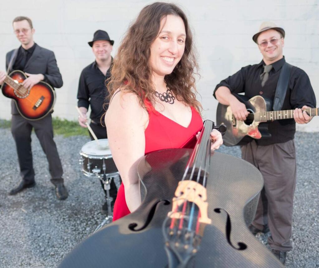 Rebecca Roudman leads the San Francisco bluegrass four-piece string band Dirty Cello. Roudman plays the cello and sings with guitarist Jason Eckl, bassist Colin Williams, drummer Ben Wallace-Ailsworth and ukulele player and pianist Sandy Lindop. (J. Mijares)