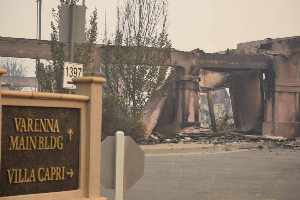 Villa Capri's main structure was demolished by fire, but residential structures farther back in the site survived the flames. (James Dunn / North Bay Business Journal)