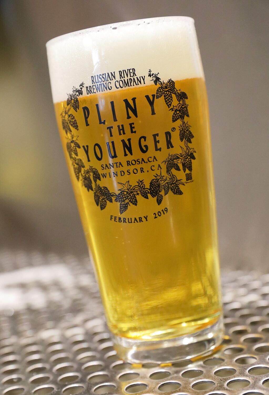 A souvenir glass commemorating this year's Pliny the Younger release. (Christopher Chung/ The Press Democrat)