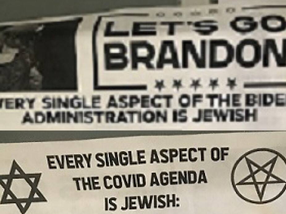 An antisemitic flyer left for residents of the Old Town neighborhood. The flyer points out Jews involved in U.S. health policy and Biden administration. The handbill and another like it, was left at certain homes in the neighborhood south of Napa on Feb. 24, 2022.