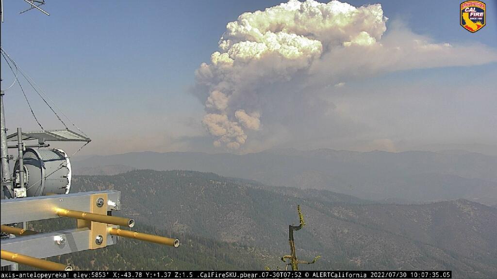 The McKinney Fire is spreading rapidly near the California-Oregon border after an initial bout of thunderstorms on Friday. (Cal Fire)