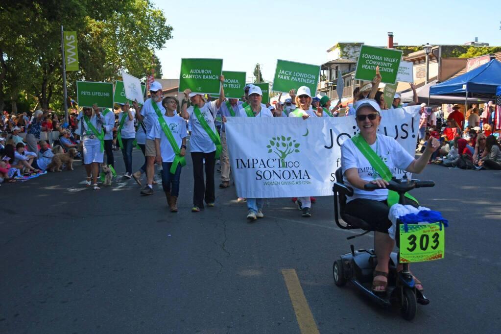 Impact100 Sonoma members marching in the 2019 July 4 parade. This year the group distributed $335,500 to local nonprofits. (FACEBOOK)