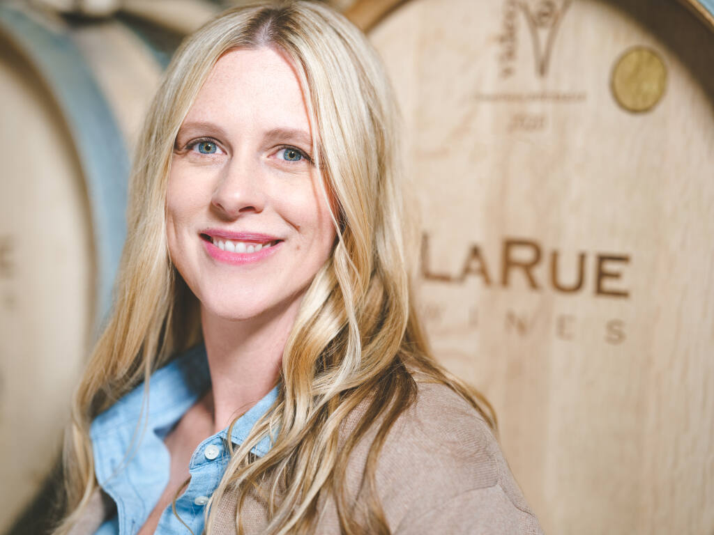 “We have a business that is doing well and we don’t need it to be huge. If we were to grow, I would be spending more and more time on sales and other aspects of the business, which would take me away from the winemaking,” says Katy Wilson, who started the boutique winery LaRue Wines in Sebastopol in 2009. (Laurel Anderson Creative photo)