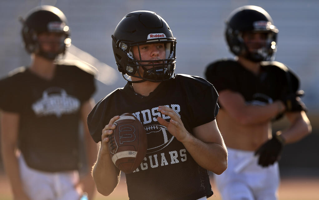 Windsor High School quarterback Chase Vehmeyer during the Jaguars practice on Tuesday, Sept. 7, 2021 in Windsor. (Kent Porter / The Press Democrat)