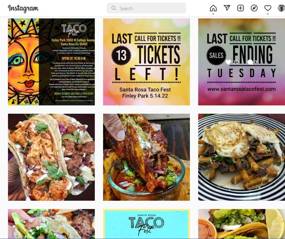 Advertising for the Santa Rosa Taco Fest on Instagram.