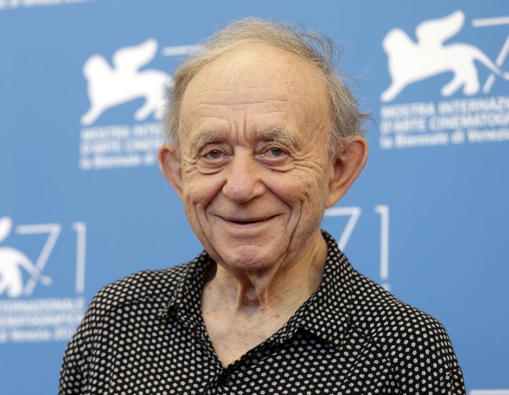 FILE - In this Aug. 29, 2014, file photo, Frederick Wiseman poses for photographers during the photo call for the Golden Lion Career Award during the 71st edition of the Venice Film Festival in Venice, Italy. On Saturday, Nov. 12, 2016, Wiseman will be awarded an honorary Academy Award from the film academyâ€™s Board of Governors. (AP Photo/David Azia, File)